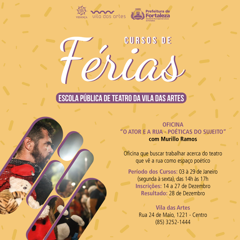 Peça gráfica com as informações do curso de teatro