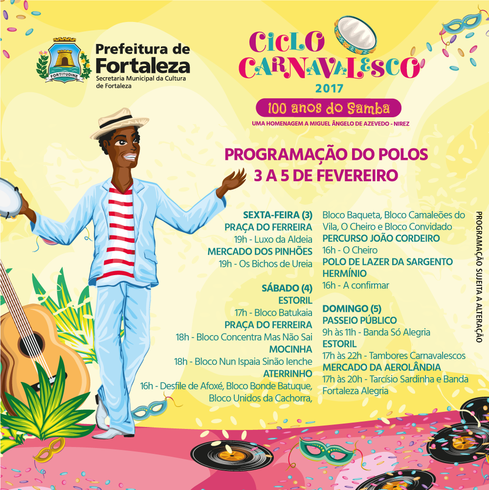 cartaz com a programação do carnaval