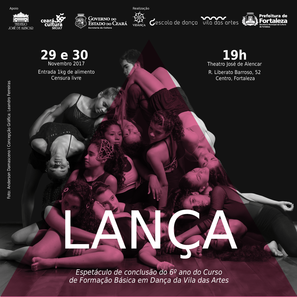 Concepção gráfica com alunos bailarinos formandos da Vila das Artes