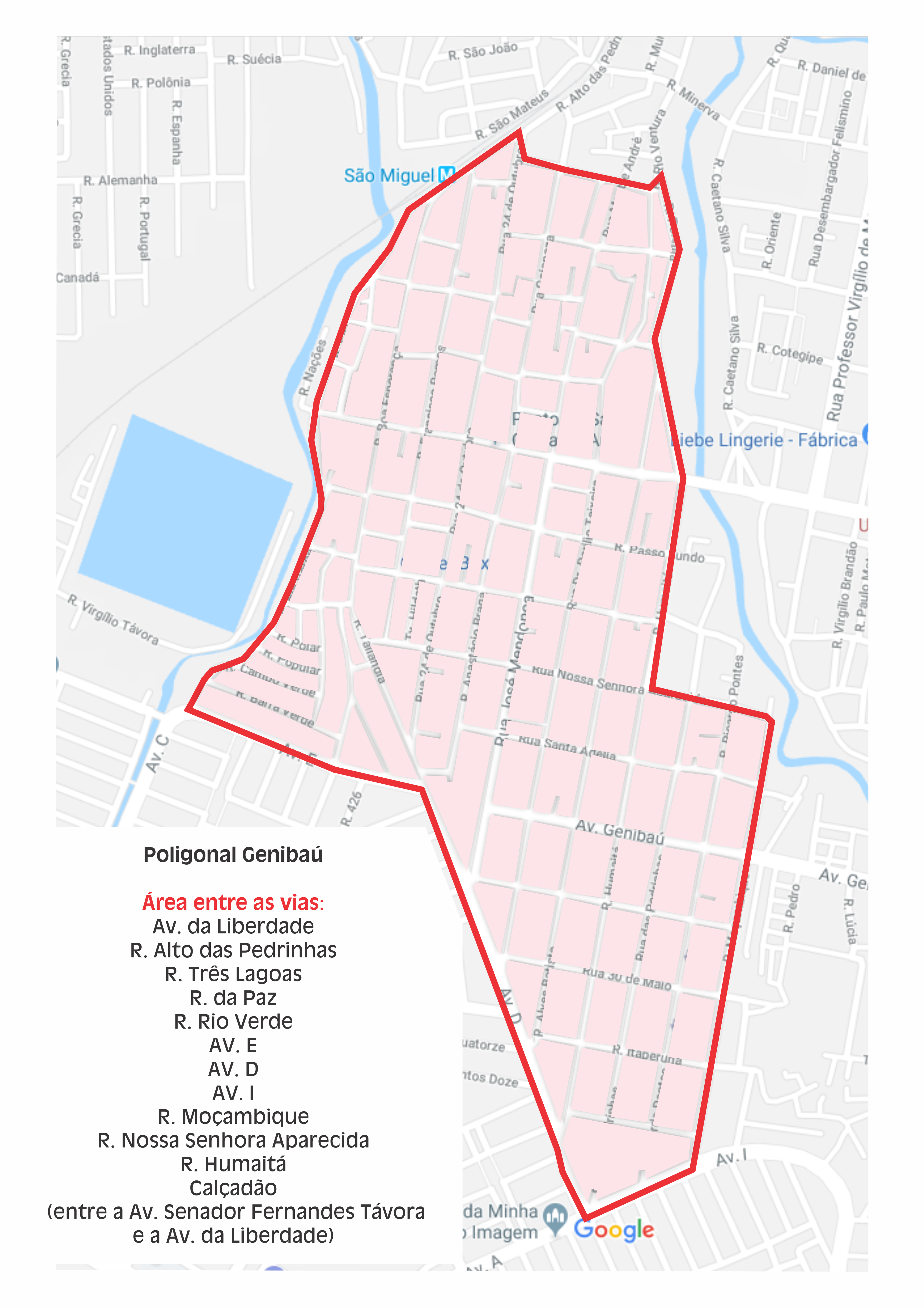 Mapa da poligonal da Areninha do Genibaú