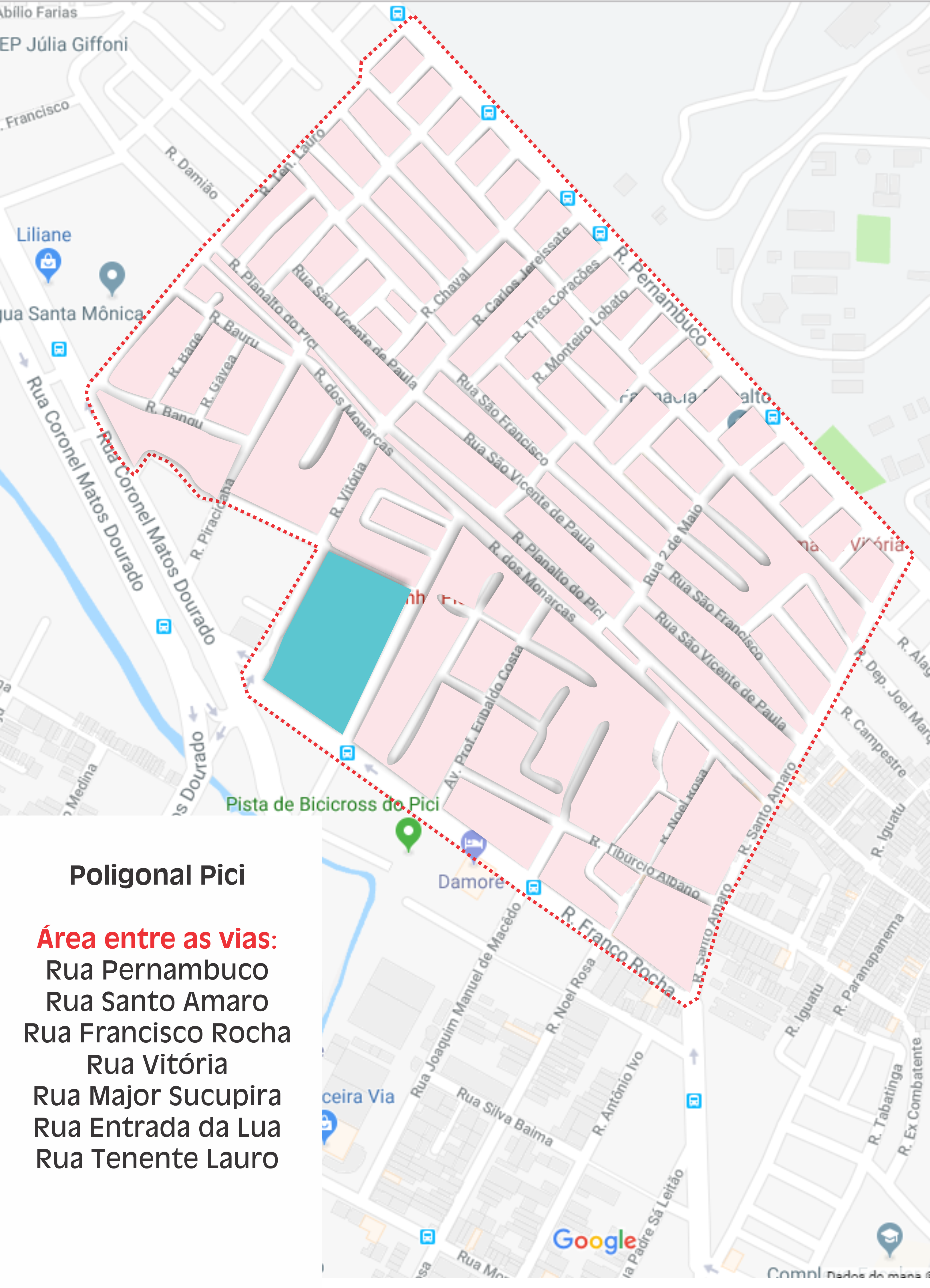 Mapa da poligonal da Areninha Campo do Pici