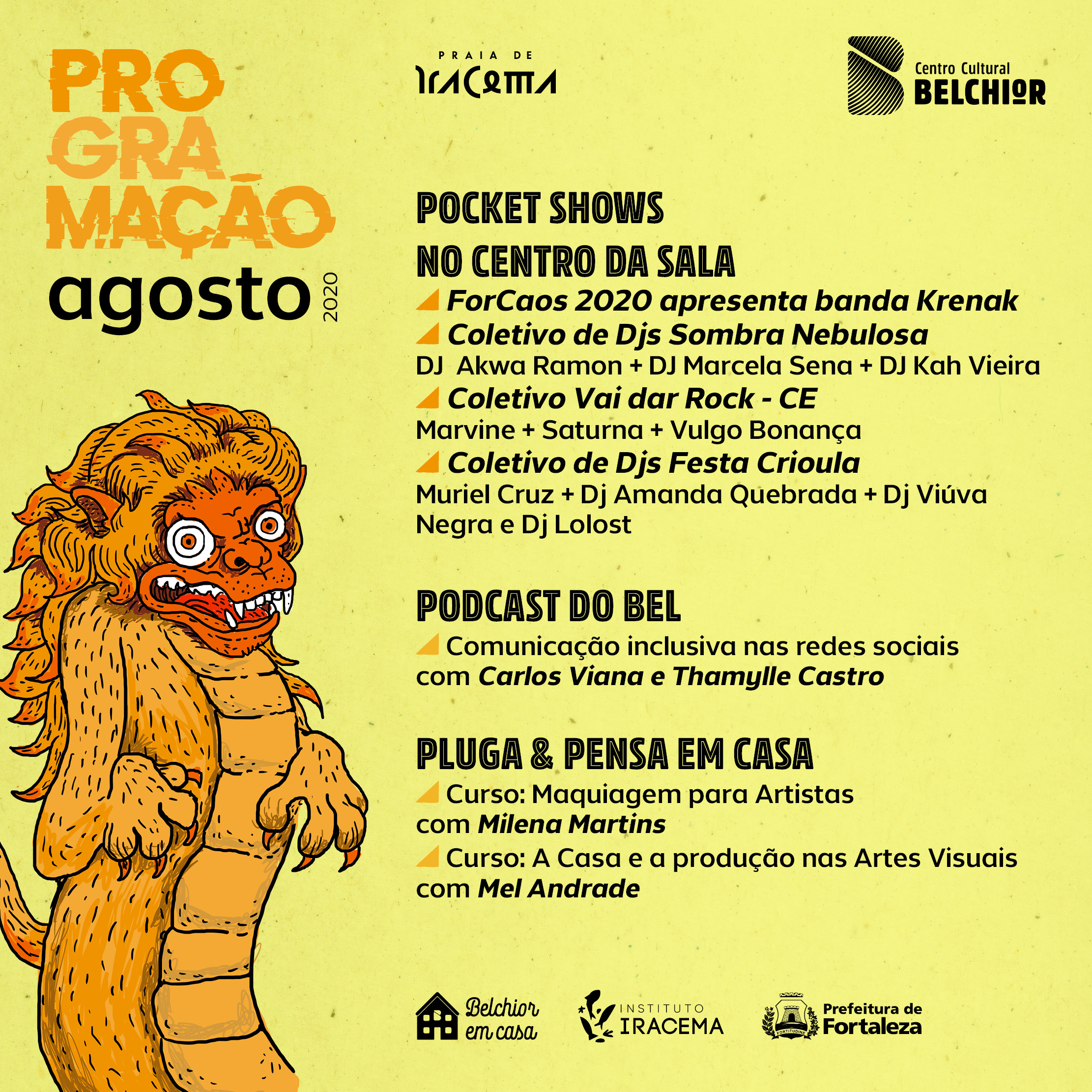 arte com a programação do centro cultural belchior