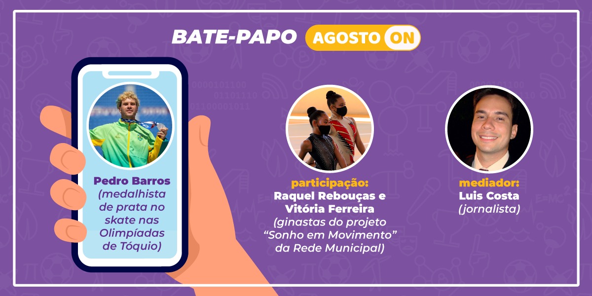 Arte de divulgação de bate-papo virtual com fotos dos participantes