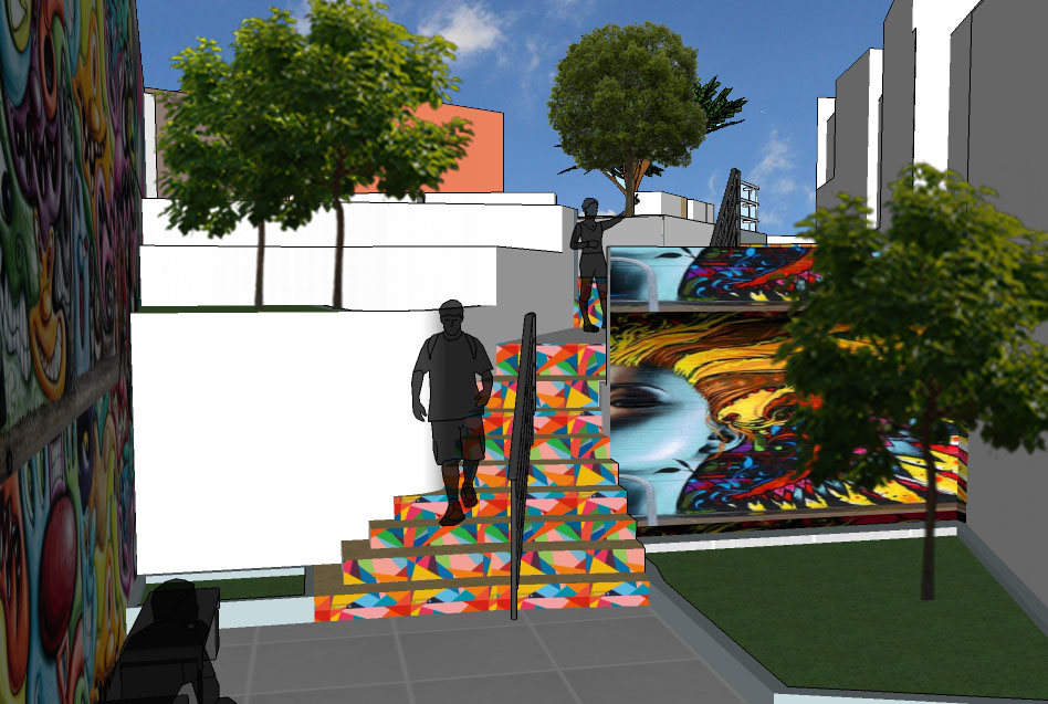 Maquete da escadaria prevista para o local