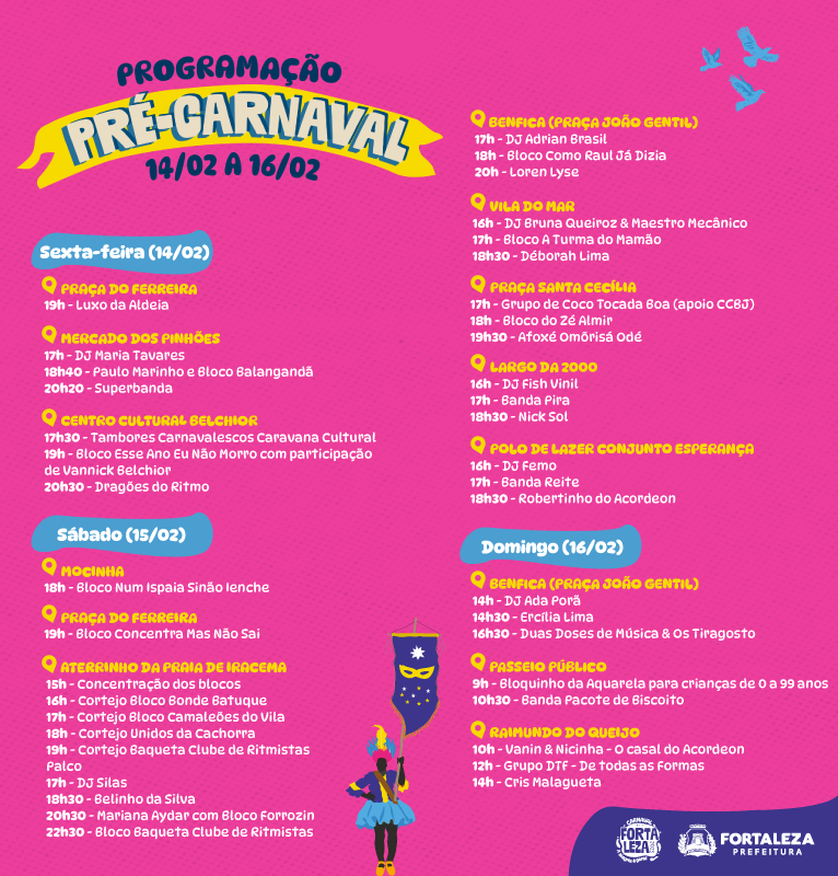 card com a programação do Carnaval